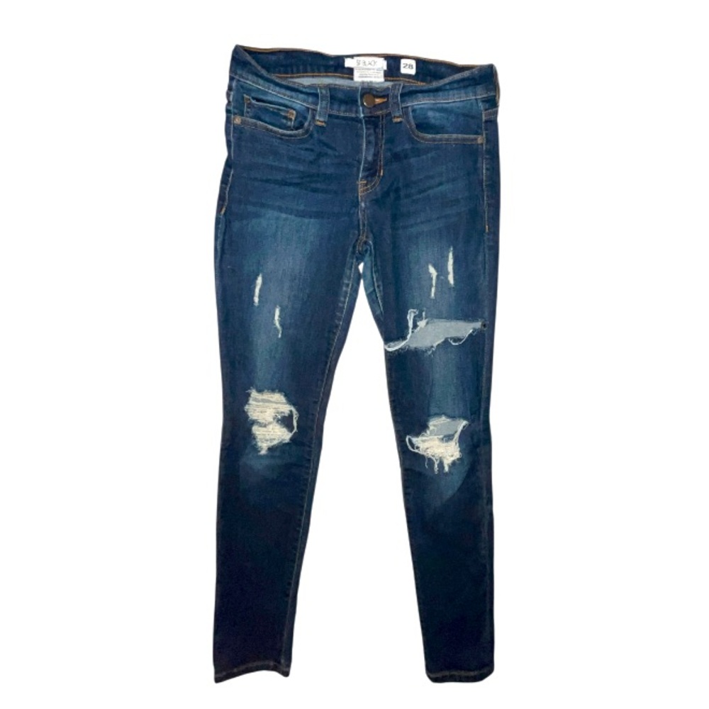 SP Black Skinny Low Rose Distressed Jeans Dark Wash Denim Size 28